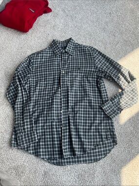 Ralph Lauren Green and White Plaid Button-Down Shirt